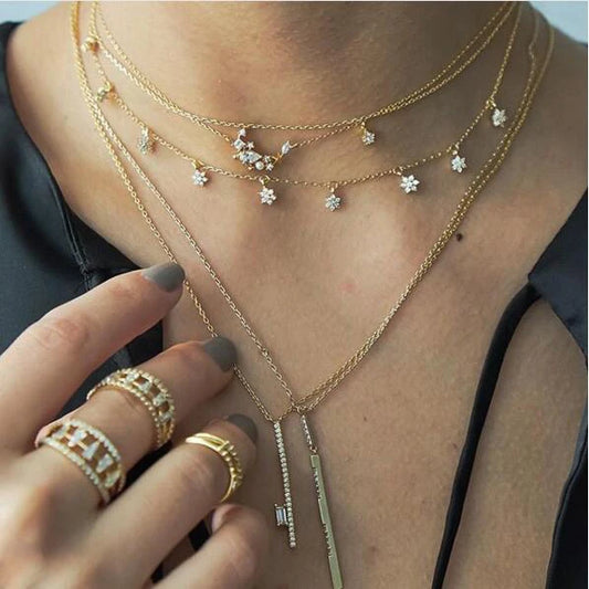 2025 New 3 Colors Flower Charm Choker Necklace Delicate Dantiy CZ Cute Charming Elegance Fashion Women Jewelry Wedding Gift