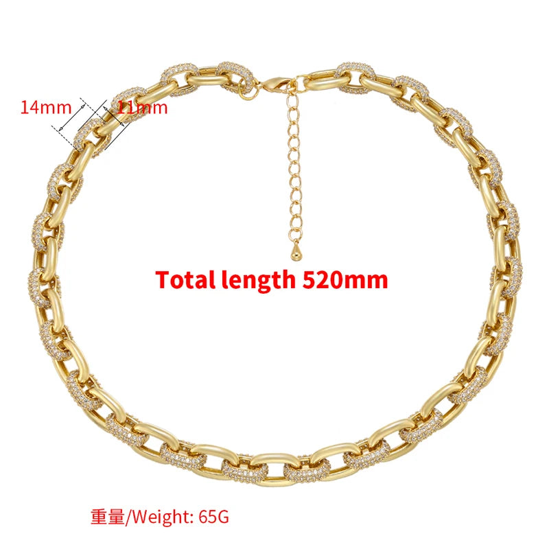 ZHUKOU 2020 NEW CZ crystal fashion women choker necklace Couple necklace gold color necklace Women party Jewelry model:VL55