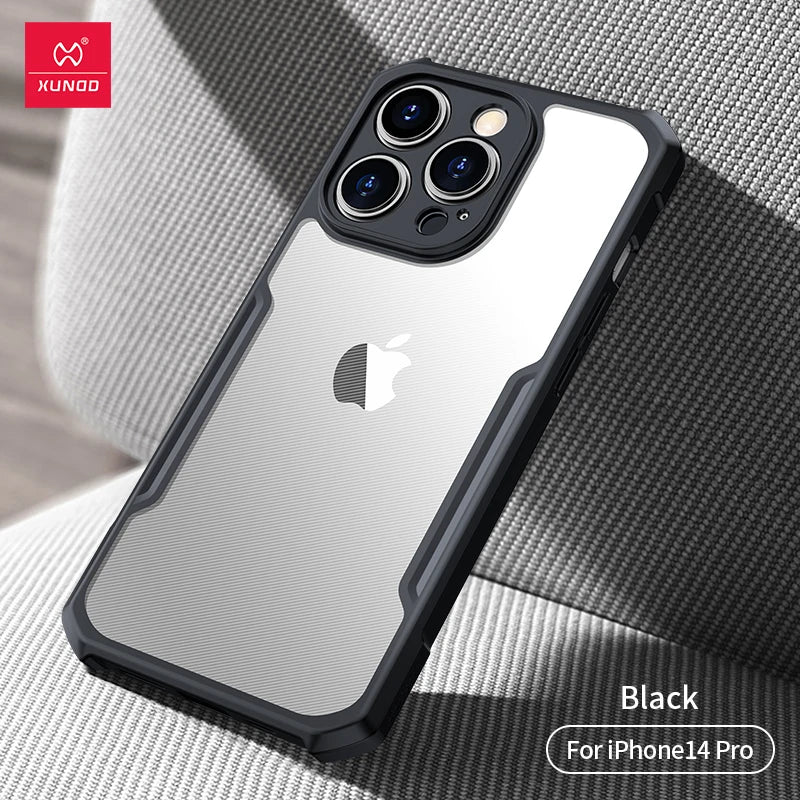 For iPhone 15 Pro Max Case XUNDD For iPhone 13 14 15 Pro Plus Max Shockproof Phone Cases Transparent Back Cover Protective Shell