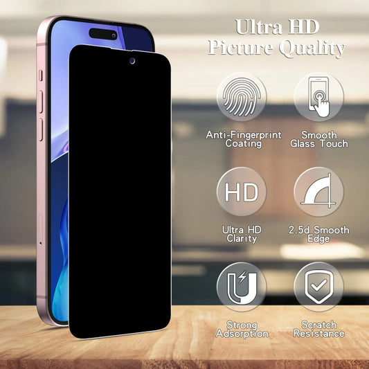 1/3PCS Anti Spy Tempered Glass For iPhone 17 16e 16 15 Pro Max Privacy Screen Protector iPhone 15 14 Plus 13 12 11 Pro Max Antiespia Pelicula de Cristal Templado iPhone15 Pro Front anti-peeping Protective Film