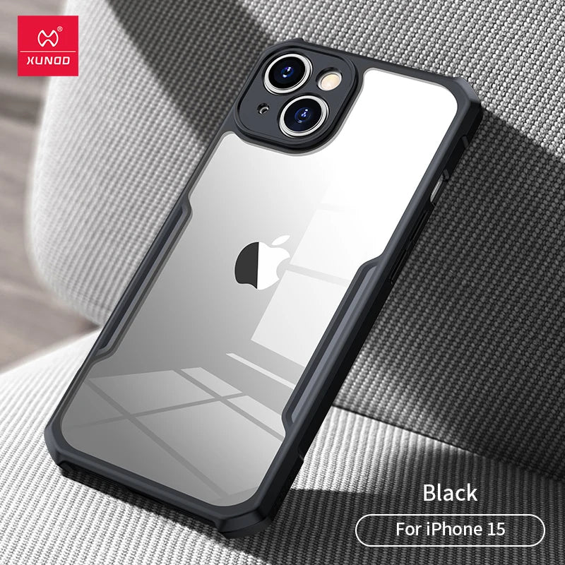 For iPhone 15 Pro Max Case XUNDD For iPhone 13 14 15 Pro Plus Max Shockproof Phone Cases Transparent Back Cover Protective Shell