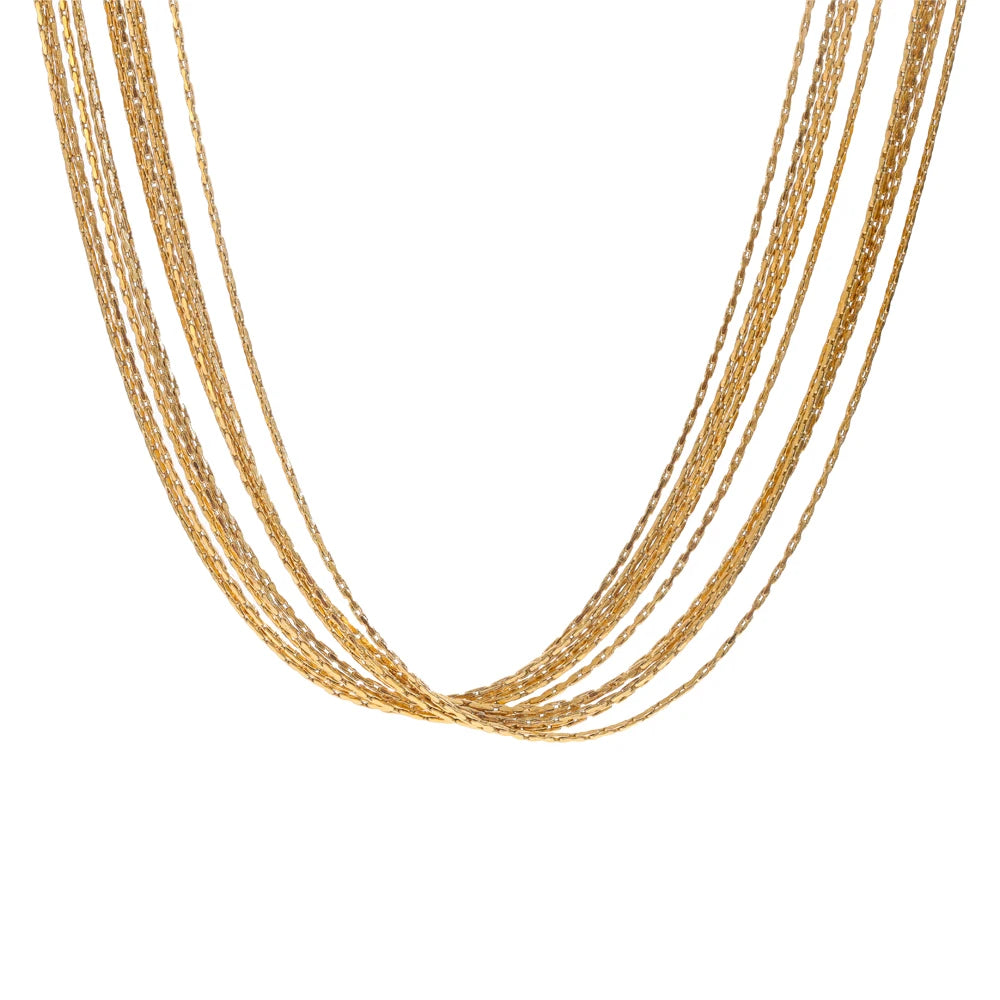 Yhpup Popular Exquisite Stainless Steel Layered Chain Overlay Collar Necklace Charm Fashion Collarbone Chain Jewelry Waterproof