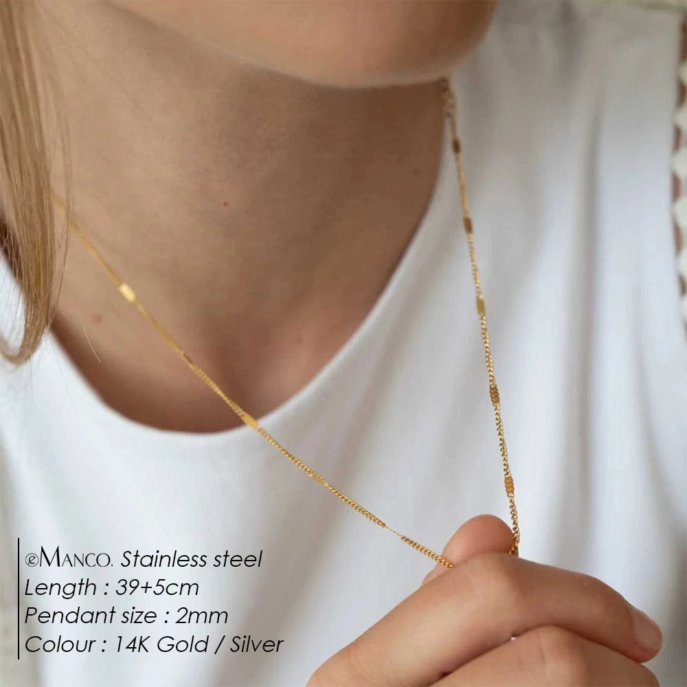eManco Stainless Steel Necklaces Fashion Minimalist Chain Light Luxury Exquisite Necklace For Women Jewelry Non-fading