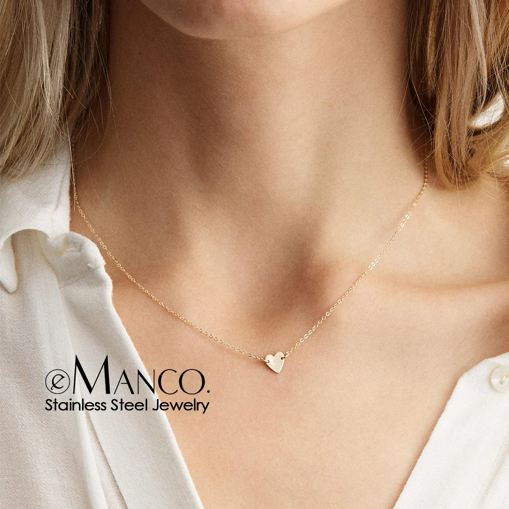 eManco Stainless Steel LOVE Initial Choker Necklace For Women Heart Necklace delicate short chain Valentine's gift