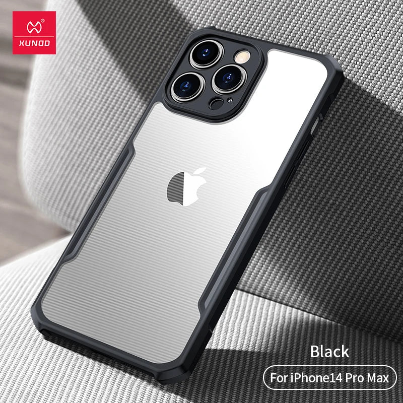 For iPhone 15 Pro Max Case XUNDD For iPhone 13 14 15 Pro Plus Max Shockproof Phone Cases Transparent Back Cover Protective Shell
