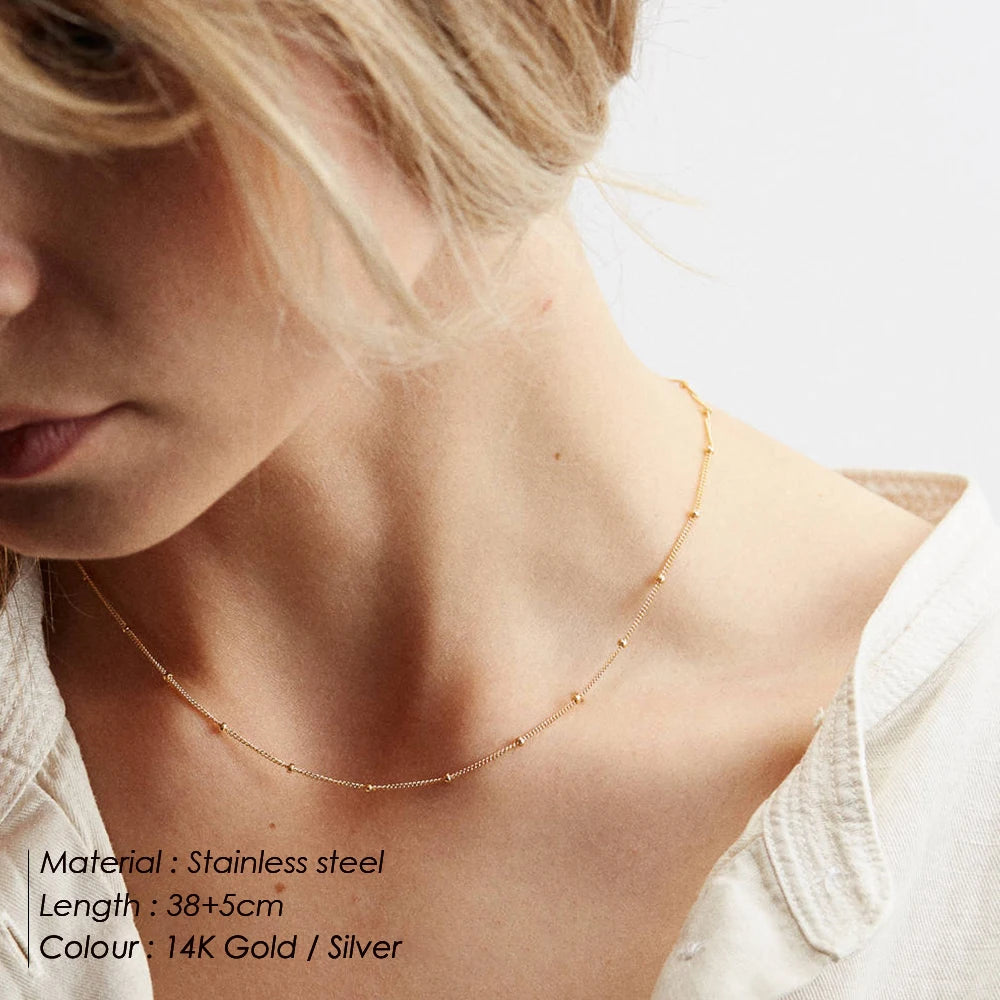 eManco Fashion Layered Chain Necklace Gold color  Chain Imitation pearls Necklace for Women Geometric Female  Chokers Necklaces