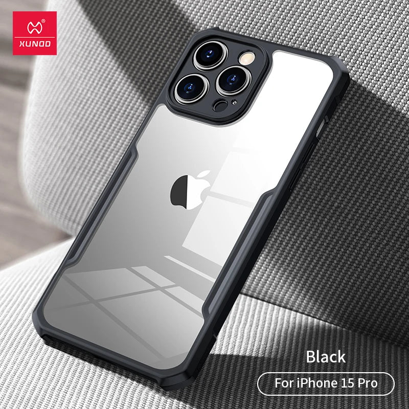 For iPhone 15 Pro Max Case XUNDD For iPhone 13 14 15 Pro Plus Max Shockproof Phone Cases Transparent Back Cover Protective Shell