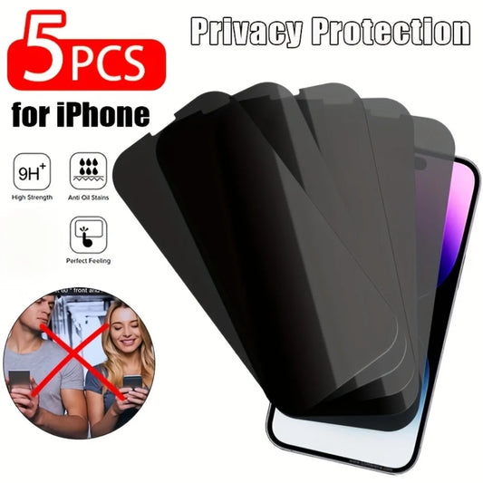 5Pcs Privacy Tempered Glass Screen Protector Suitable for iPhone 15 16 Pro Max 14 13 12 11 Pro Mini 15 16 Plus XR XS Max Glass