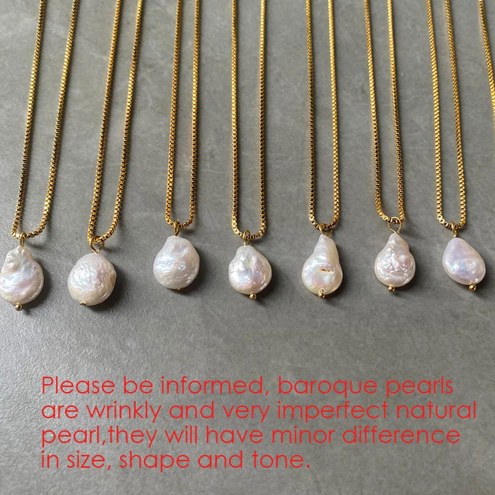 eManco New Freshwater Pearl Pendant Necklace Stainless Steel Chain Jewelry Women's Holiday Gift