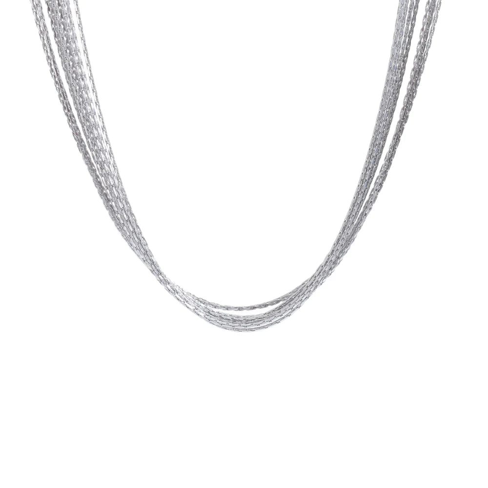 Yhpup Popular Exquisite Stainless Steel Layered Chain Overlay Collar Necklace Charm Fashion Collarbone Chain Jewelry Waterproof