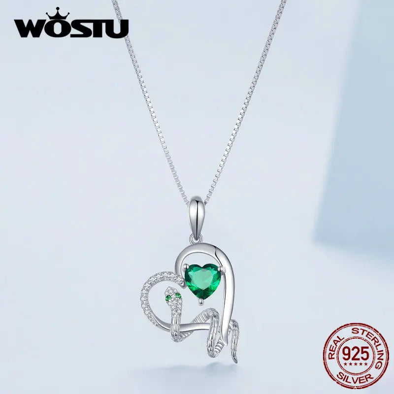 WOSTU Original Unicorn Heart Necklace Dazzling Crystal Zircon Pendant Neck Chain Enamel Process Dreamy Jewelry Gift For Women