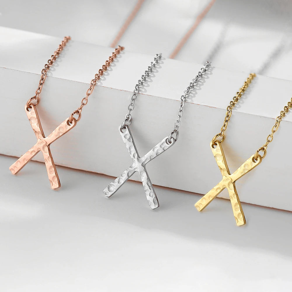 eManco Stainless Steel Gold-Plated Necklaces Punk Hammered Pendant Simple Light Women's Fashion Jewelry 48 hour shipping
