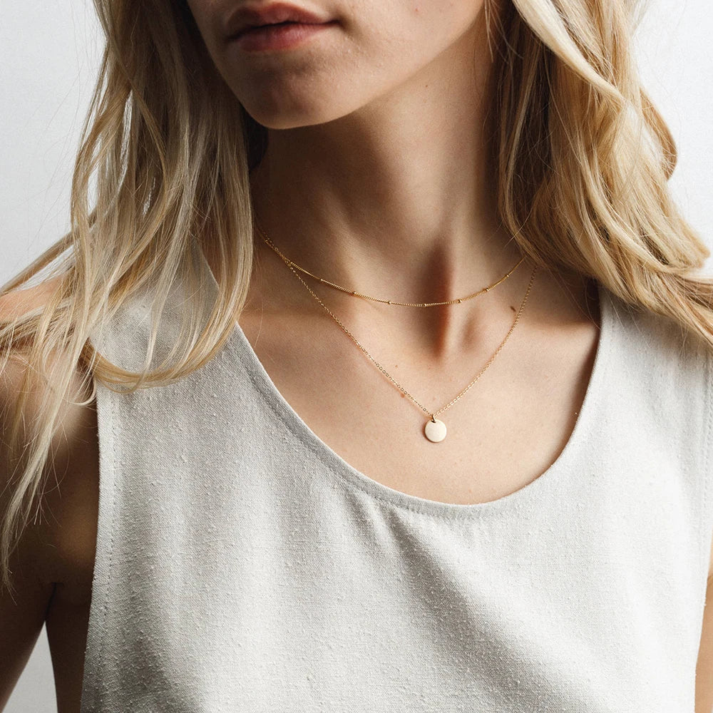 eManco Fashion Layered Chain Necklace Gold color  Chain Imitation pearls Necklace for Women Geometric Female  Chokers Necklaces