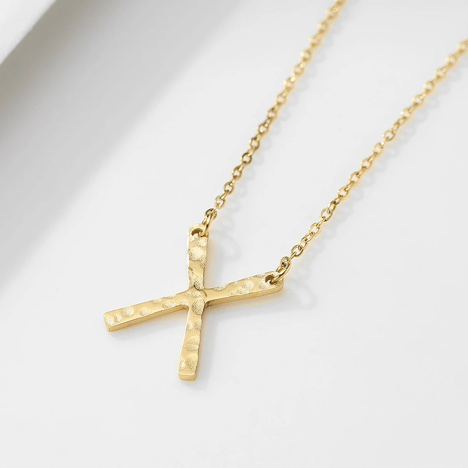 eManco Stainless Steel Gold-Plated Necklaces Punk Hammered Pendant Simple Light Women's Fashion Jewelry 48 hour shipping
