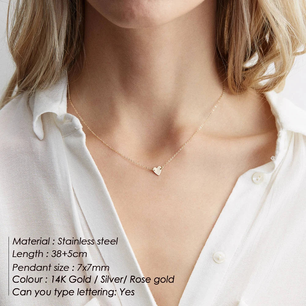 eManco Stainless Steel LOVE Initial Choker Necklace For Women Heart Necklace delicate short chain Valentine's gift