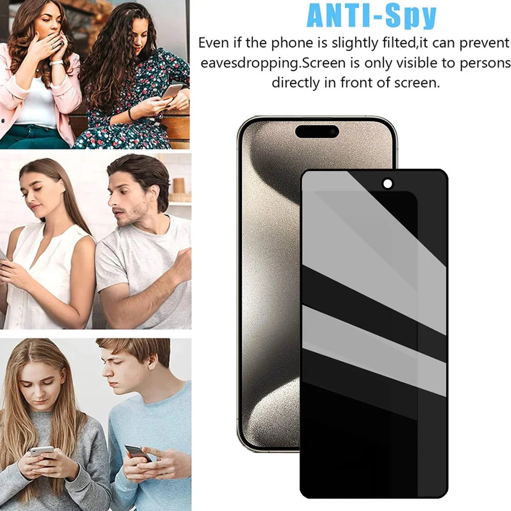 1/3PCS Anti Spy Tempered Glass For iPhone 17 16e 16 15 Pro Max Privacy Screen Protector iPhone 15 14 Plus 13 12 11 Pro Max Antiespia Pelicula de Cristal Templado iPhone15 Pro Front anti-peeping Protective Film