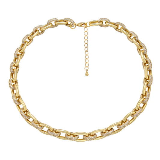 ZHUKOU 2020 NEW CZ crystal fashion women choker necklace Couple necklace gold color necklace Women party Jewelry model:VL55