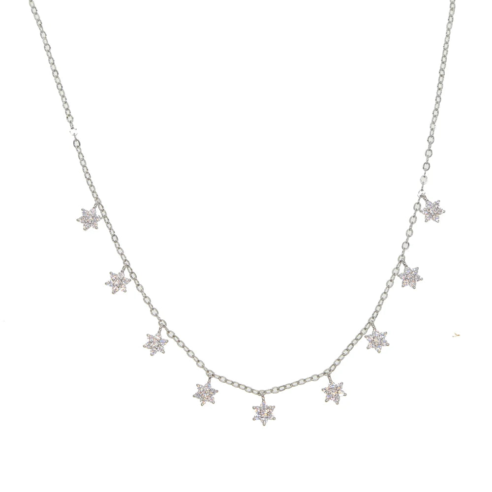 2025 New 3 Colors Flower Charm Choker Necklace Delicate Dantiy CZ Cute Charming Elegance Fashion Women Jewelry Wedding Gift