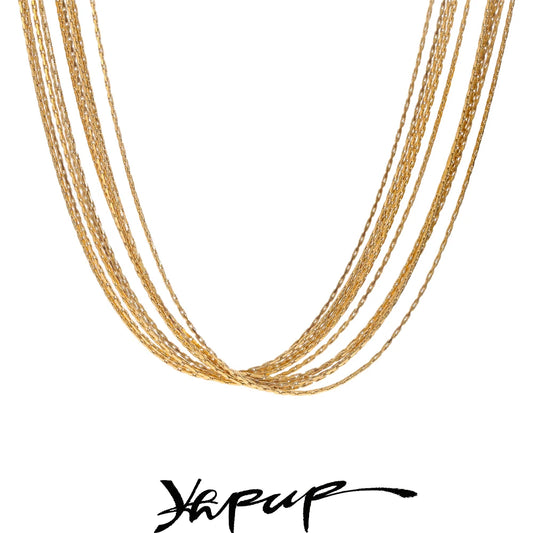 Yhpup Popular Exquisite Stainless Steel Layered Chain Overlay Collar Necklace Charm Fashion Collarbone Chain Jewelry Waterproof
