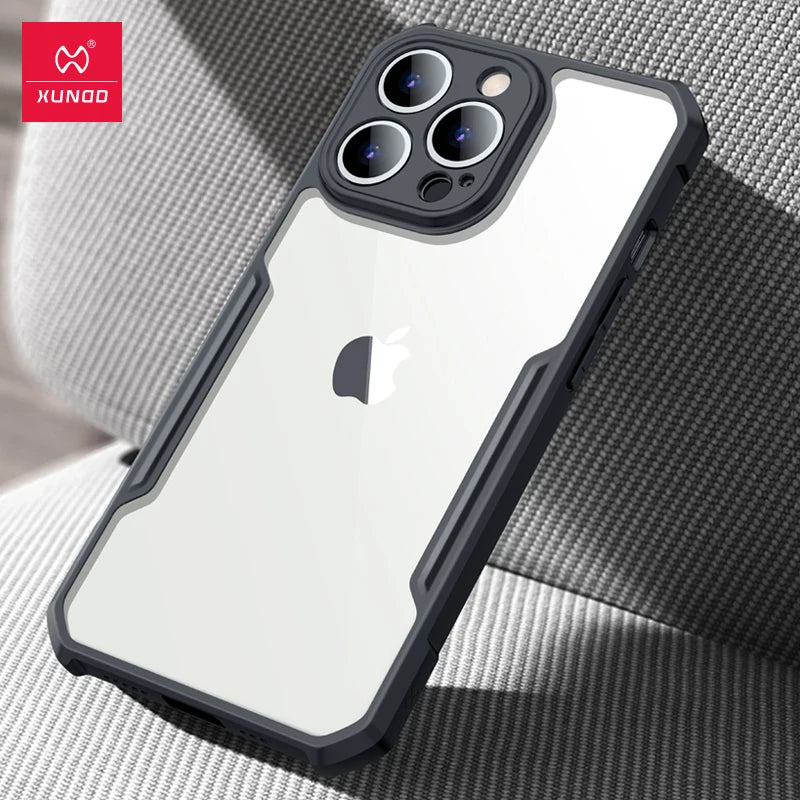 For iPhone 15 Pro Max Case XUNDD For iPhone 13 14 15 Pro Plus Max Shockproof Phone Cases Transparent Back Cover Protective Shell