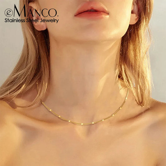 eManco Stainless Steel Necklaces Fashion Minimalist Chain Light Luxury Exquisite Necklace For Women Jewelry Non-fading